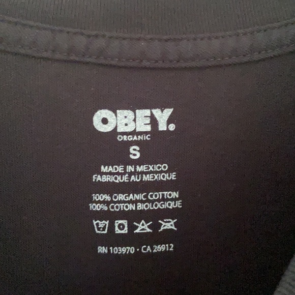 Obey floral globe black tee shirt mens short sleeve t-shirt small NWT - Picture 8 of 8